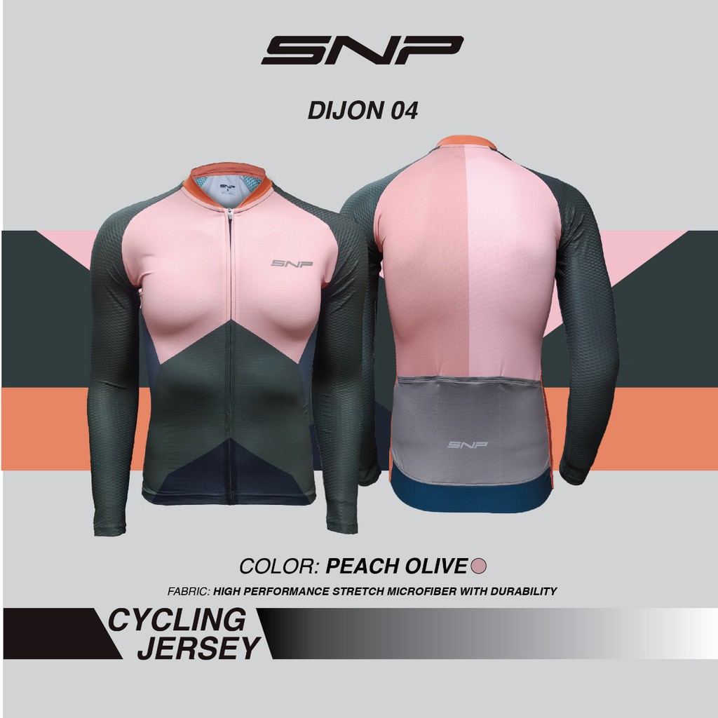 JERSEY SEPEDA ROADBIKE PRIA WANITA SNP SPORT DIJON 04 PEACH LENGAN PANJANG