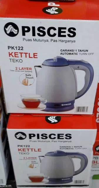 Pisces Kettle-Teko Listrik Double Wall Inner Stainless 1.2L PK-122