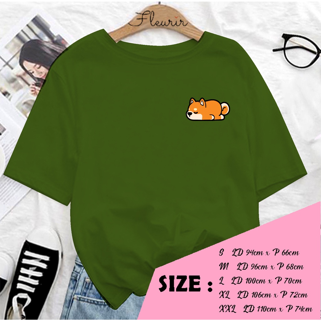 FLEURIR - COD KAOS WANITA SHIBA INU MAGER PRIA REMAJA DEWASA UNISEX TSHIRT JUMBO