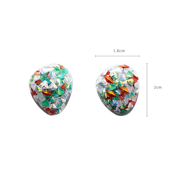 LRC Anting Tusuk Fashion Rainbow Candy Children's Fun Sequins Irregular F68087