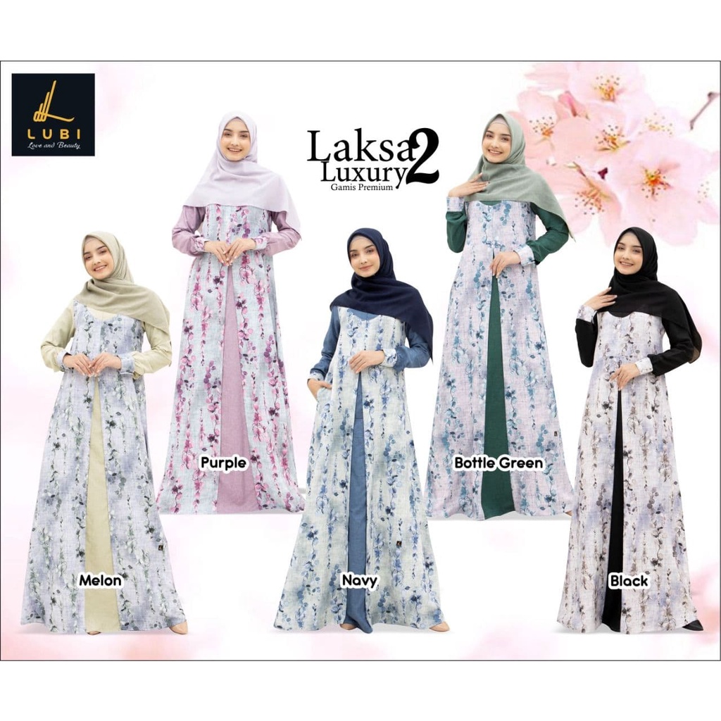 [ SALE ] DRESS LUBI LAKSA LUXURY 2 PURPLE NAVY MELON BOTTLE GREEN  XS - XXL / TERBARU GAMIS DEWASA S