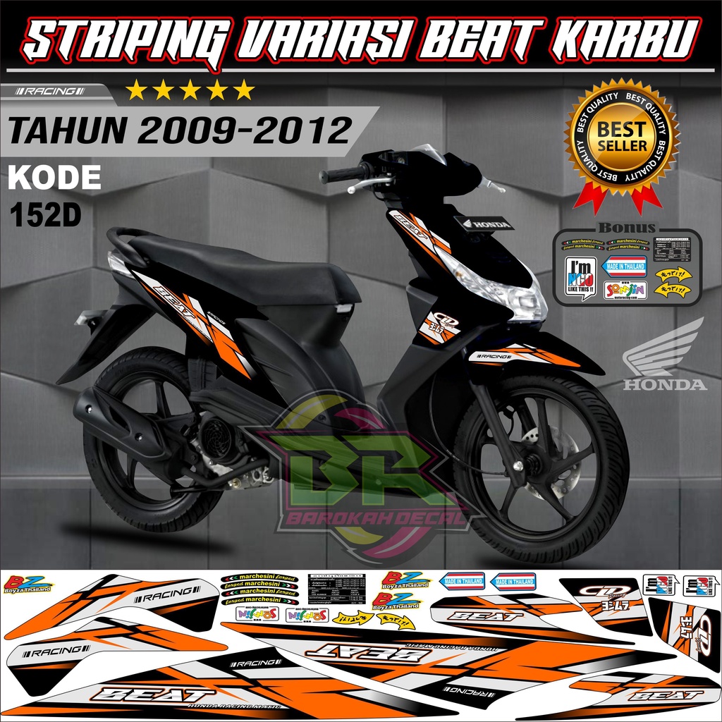 Striping Beat Karbu Stiker Lis Motor Beat Karbu kode 152