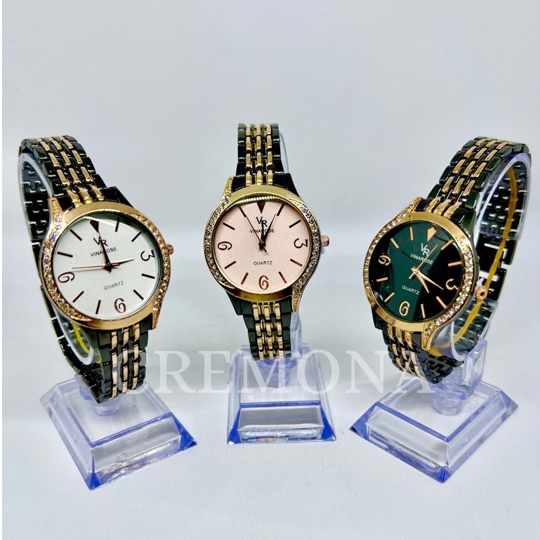 CREMONA Jam Tangan Fashion Wanita Analog dengan Permata dan Desain Import yang Mewah - Cocok untuk Cewek dan Perempuan Fashionable