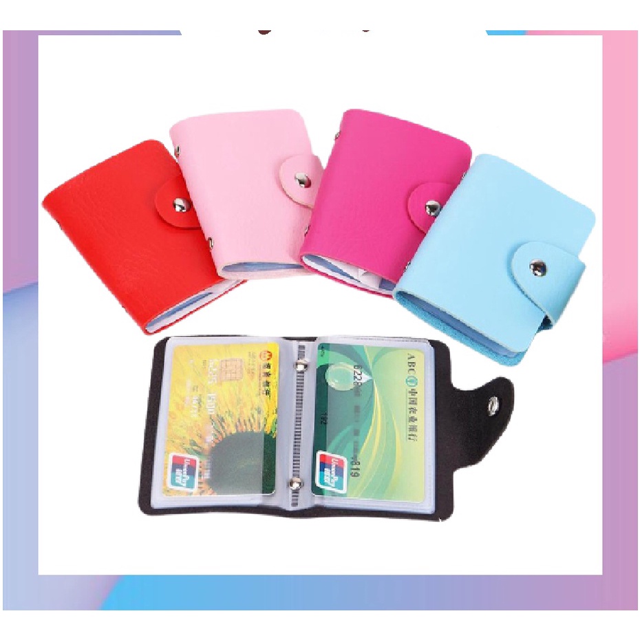 Dompet Kartu Kulit 24 Slot Card Holder / Dompet Serbaguna Penyimpanan Kartu Nama