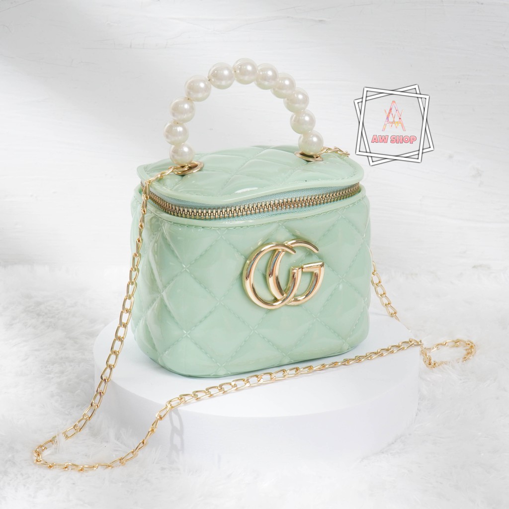 Tas Jelly Glossy Tabung Cg Pearl | Tas Jelly Glossy Motif Tabung Import