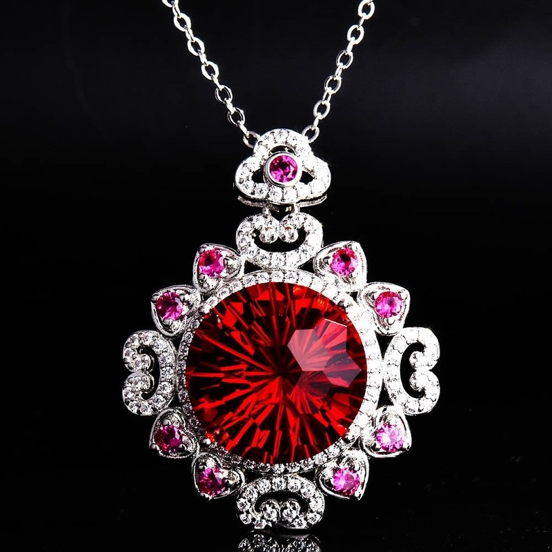 Kalung Rantai Dengan Liontin Ruby Natural Untuk Wanita