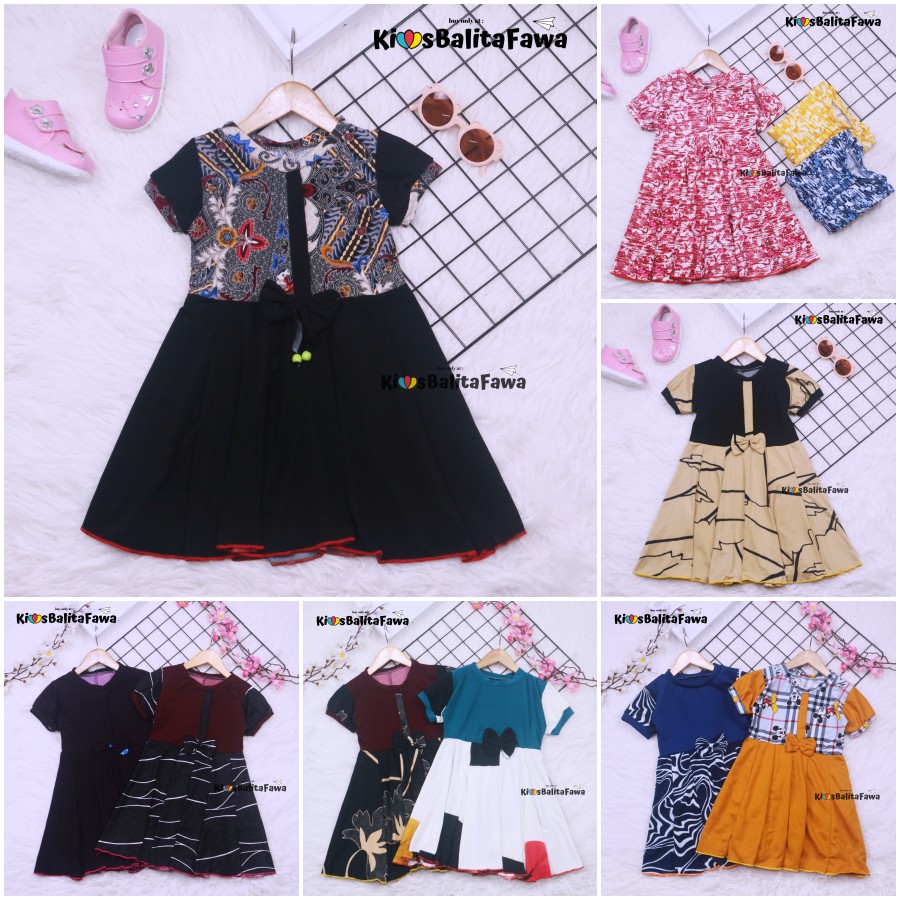 Dress Pita uk Bayi - 6 Tahun / Dres Lengan Murah Grosir Baju Anak Perempuan Harian Gaun Pesta Batik