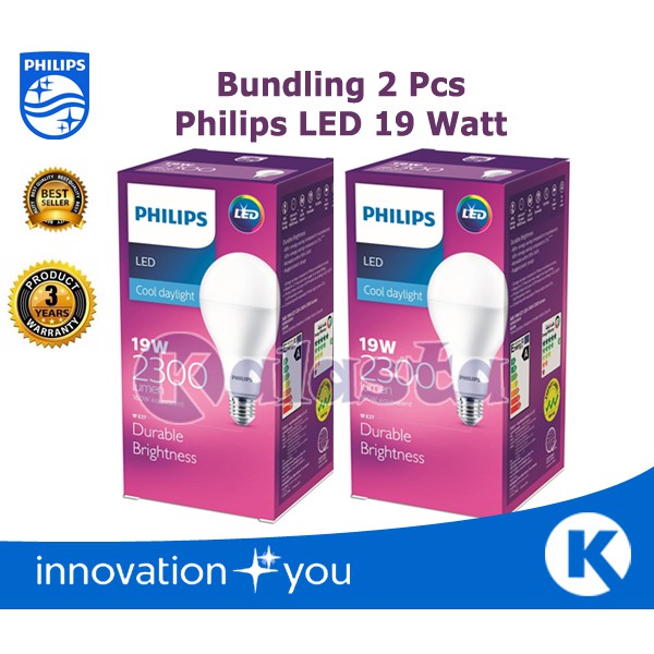 Promo Bundling Paket 2 Pcs Lampu Led Philips 19w 19watt 19 watt (Gratis Kardus Pelindung)