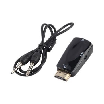 Converter HDMI to VGA with Port Audio - Full HD 1080p (Hitam &amp; Putih)