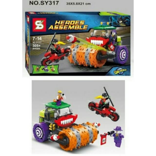 LEGO SY 317 HEROES ASSEMBLE ROBIN VS JOKER STEAM ROLLER