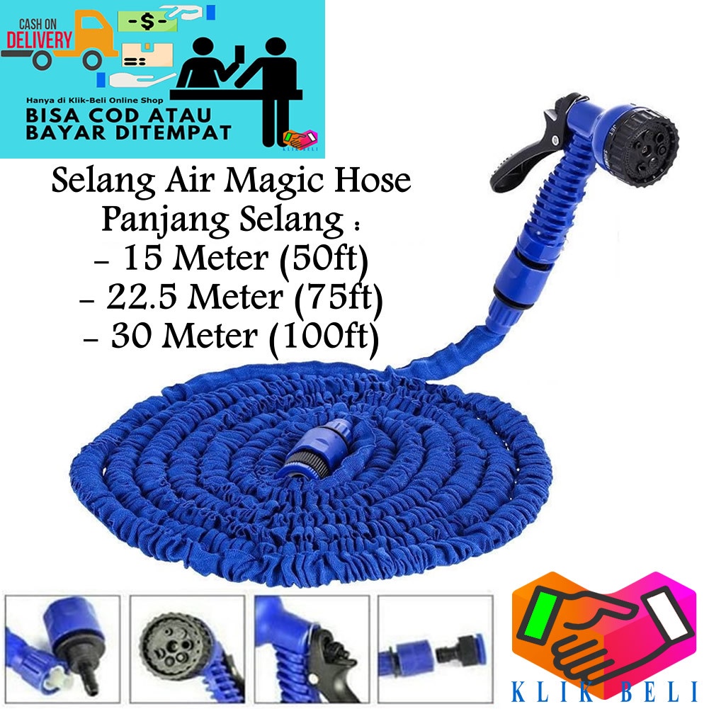 Magic Hose Selang Air Siram Taman Panjang 15 Meter / 22.5 Meter / 30 Meter Flexible Selang Ajaib Kebun Rumah Cuci Mobil Elastis