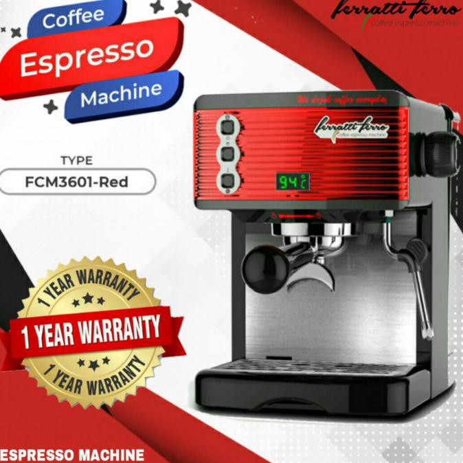 Ferratti Ferro Mesin Pembuat Kopi Espresso Maker Fcm3601 - Merah Ginazzzz8