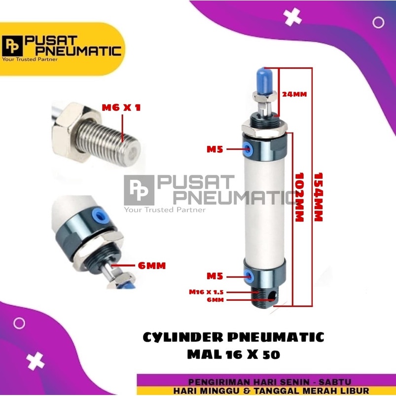 

MAL 16x50 CYLINDER PNEUMATIC MAL 16 X 50