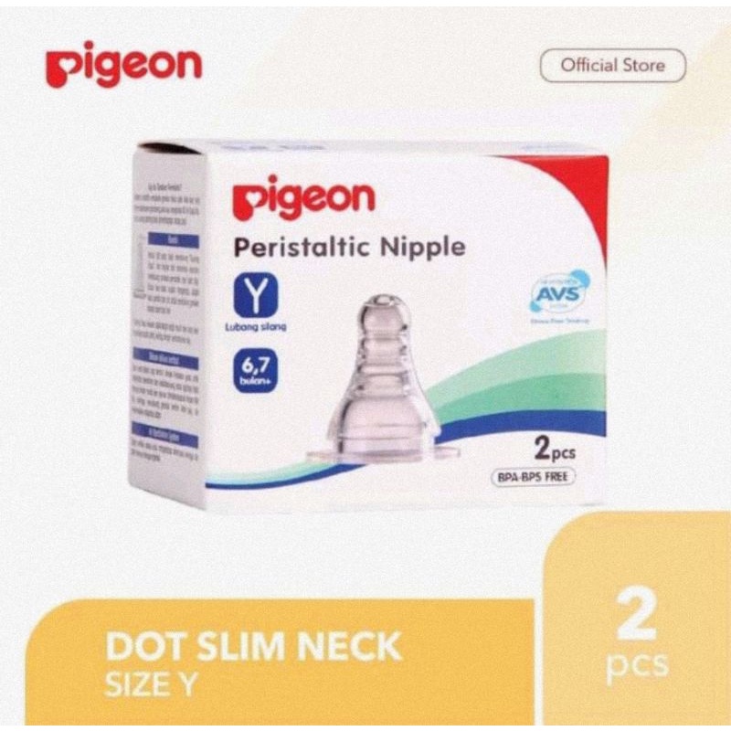 Pigeon Peristaltic Nipple Isi 2 Pcs - Dot Botol Susu Slim Neck