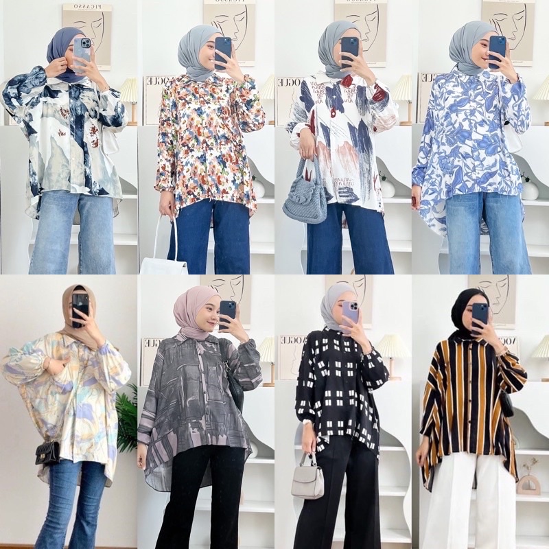 KEMEJA OVERSIZE KATUN RAYON / KEMEJA OVERSIZE MOTIF RAYON / KEMEJA MOTIF RAYON VIRAL