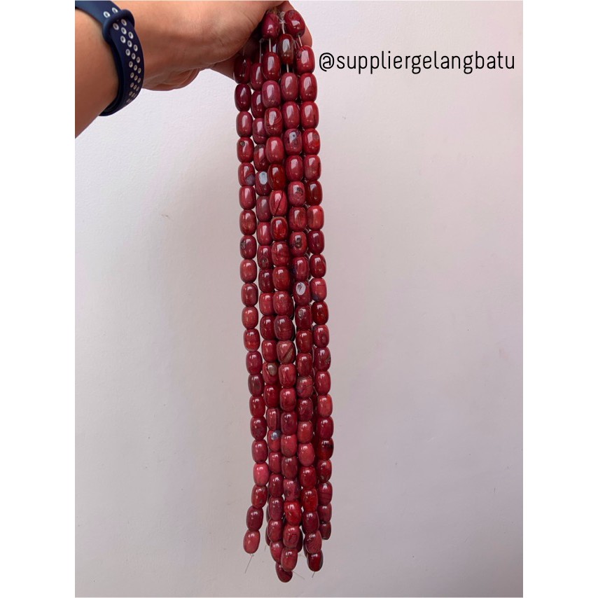 batu alam Penden tabung red carnelian 2 x 1,5 cm merah acc gelangbatu