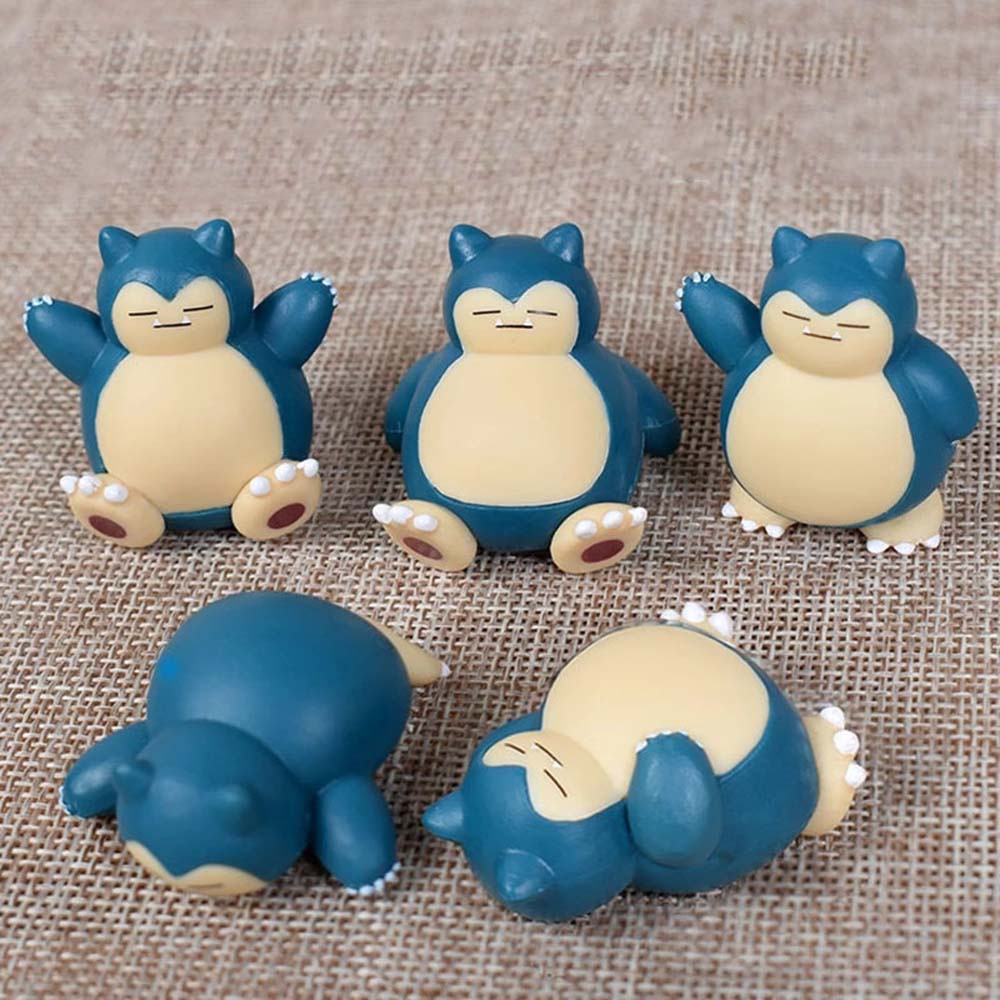 Mxbeauty 5pcs / Lot Mainan Action Figure Mini Karakter Kartun Pokemon Snorlax Ukuran 4cm Untuk Anak