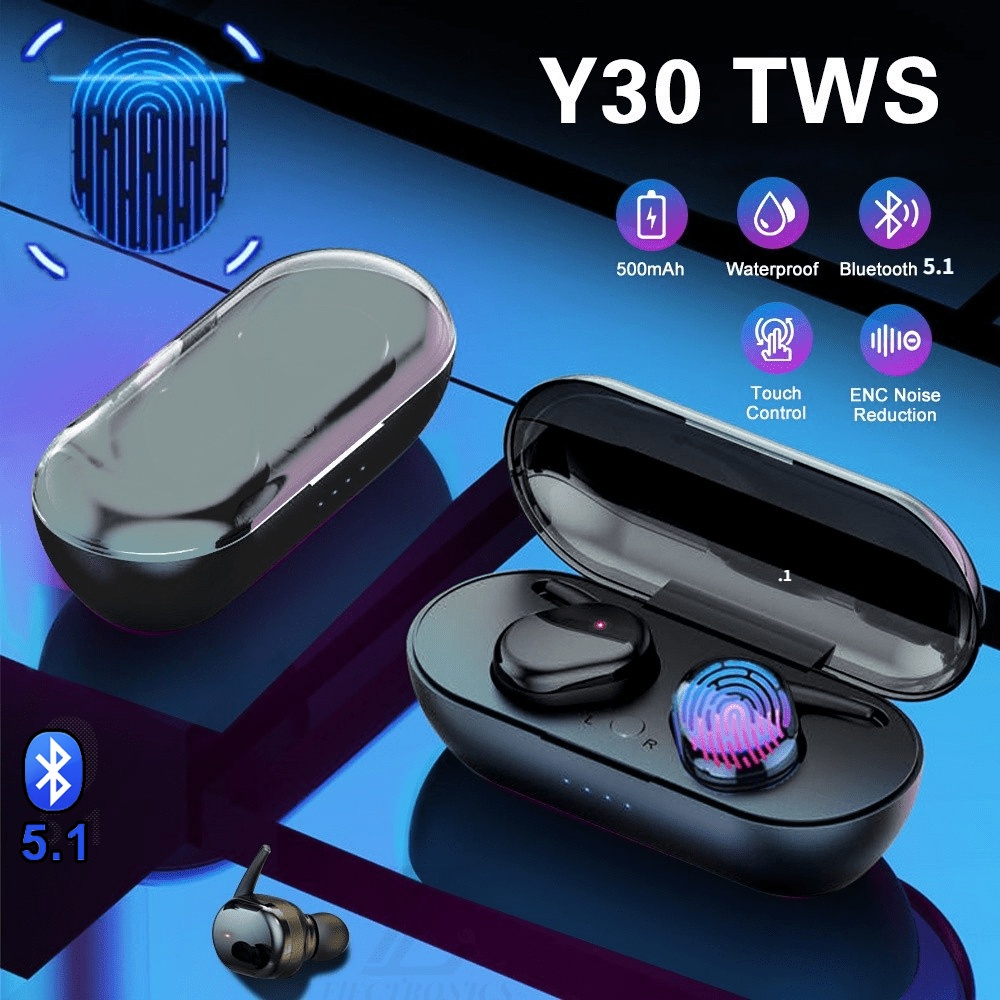 EARPHONE Y30 TWS Bluetooth Headset Bluetooth Dengan Mikrofon 5.0 Earphone Bluetooth TWS HiFi Stereo 