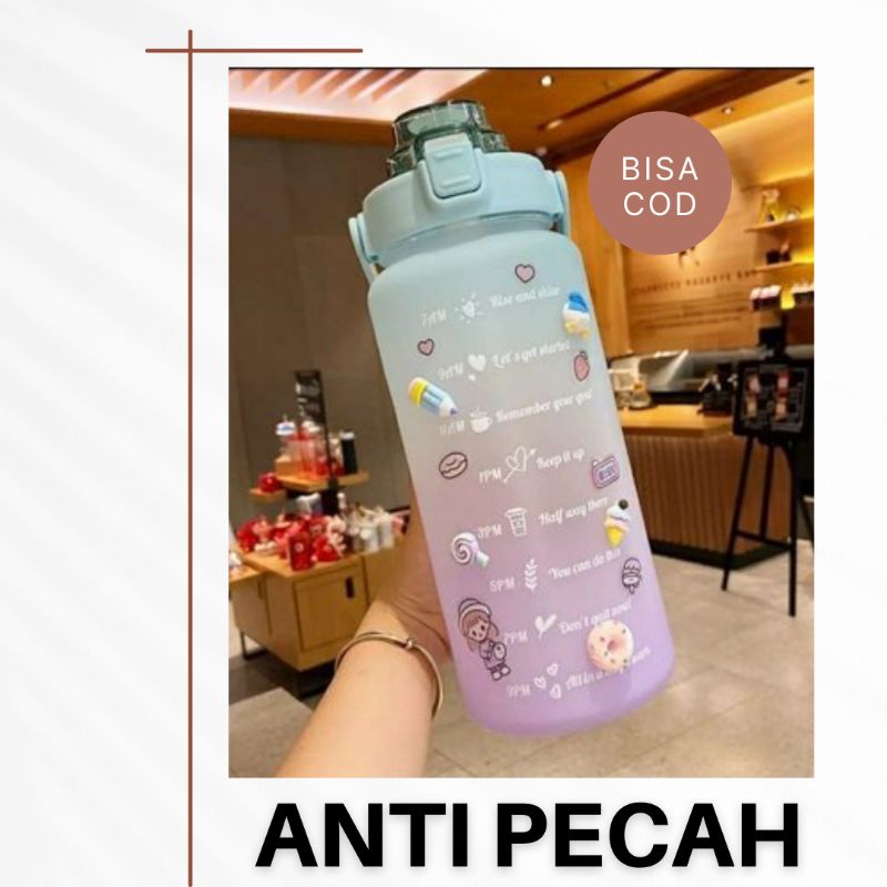 BOTOL MINUM 2 LITER VIRAL BOTOL GRADIASI 2LITER BOTOL VIRAL BOTOL MOTIVASI FREE STIKER 2D 3D