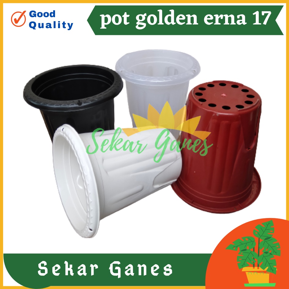 Pot Golden Erna 17 Putih Hitam Coklat Merah Bata Terakota - Pot Yogap 15 17 Murah