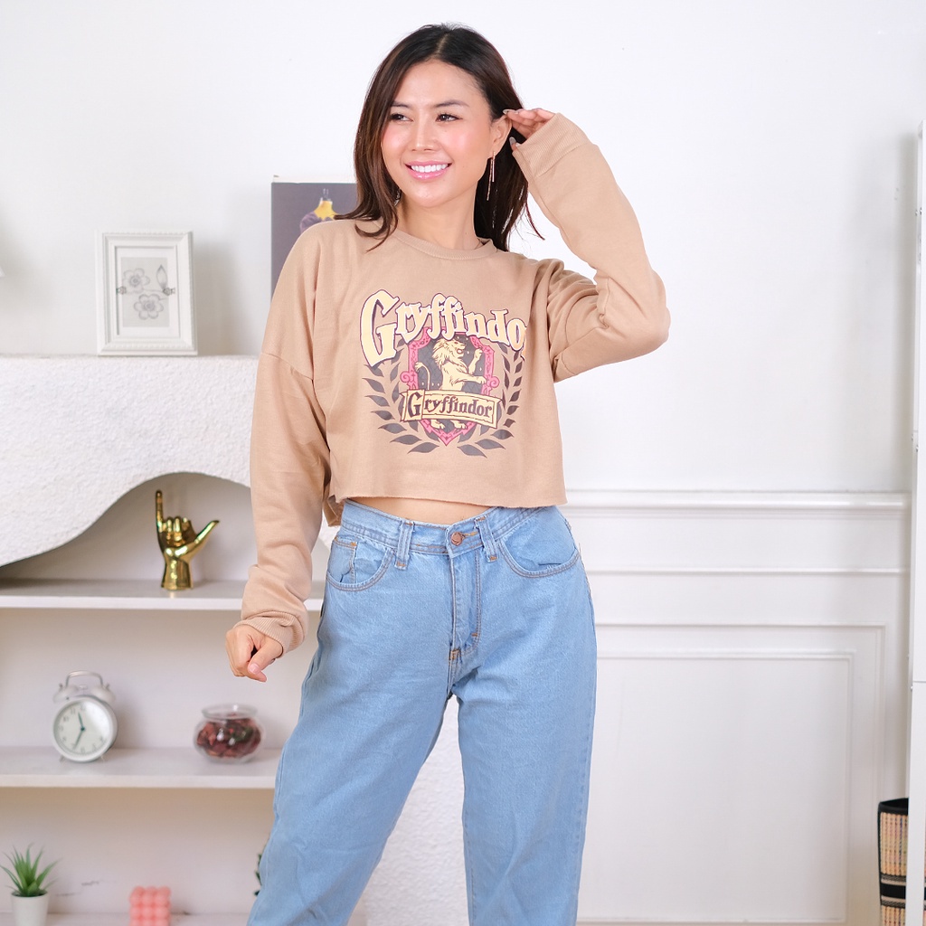 BEFAST - ZEC OOTD Wanita Sweater SAKURA / Gryffindor Sweater FLEECE Best Seller Oversize Cropee