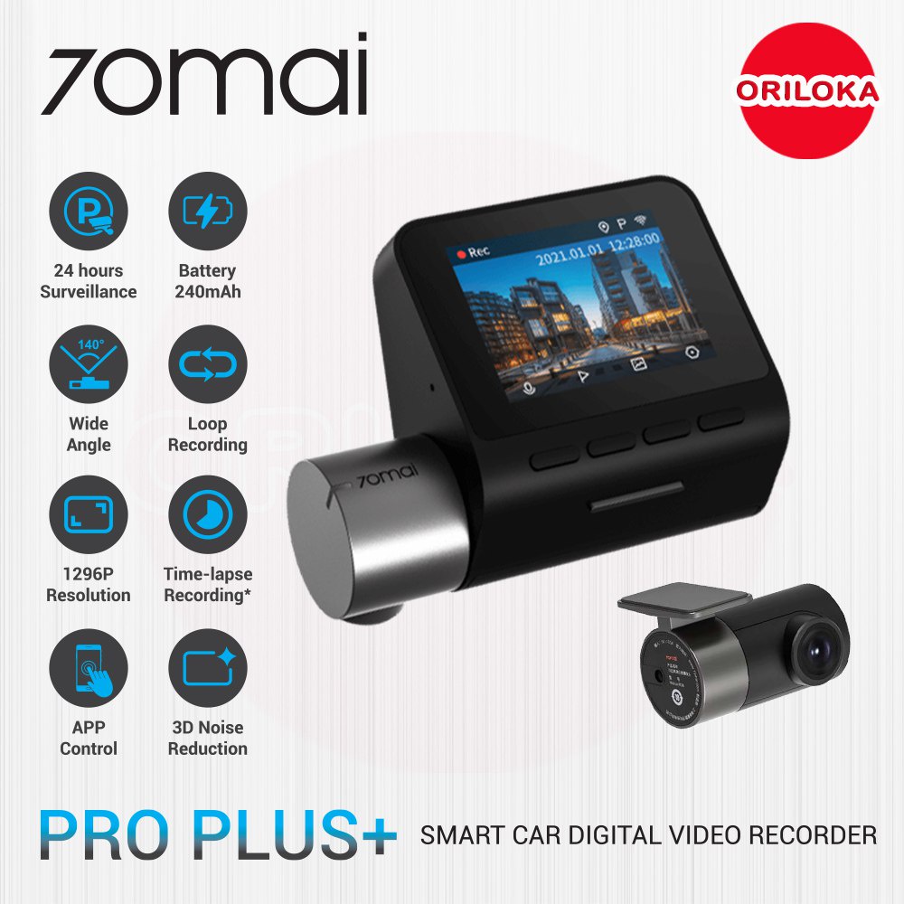 70mai A500S Smart Dashcam Pro Plus Rear Camera 1944P GPS ADAS