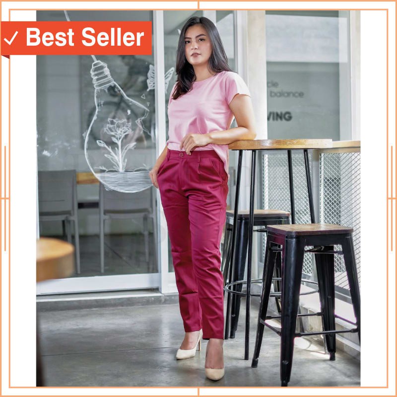 PROMO CEPAT KIRIM CELANA WANITA MODERN ORI / MAROON BAGGY PANTS PREMIUM AMERICAN DRILL SIZE S,