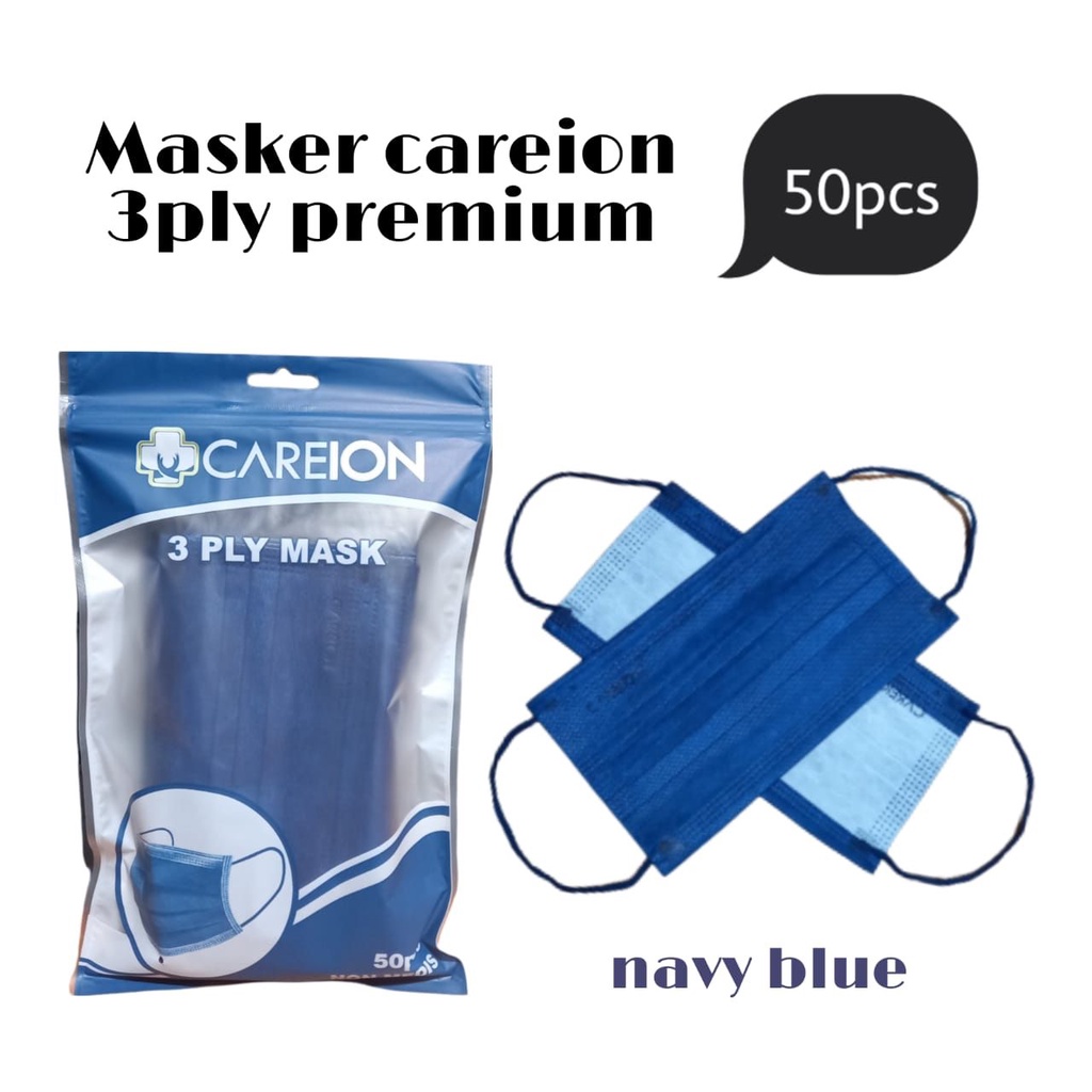 MASKER 3PLY EARLOOP PREMIUM CAREION ISI 50 PCS MASKER WAJAH 3 PLY MASK