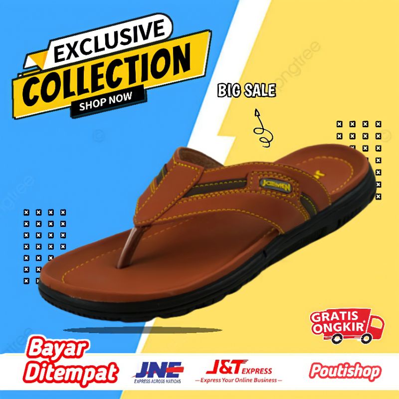 Sandal Kulit Asli Pria Casual Sendal Cowok Fladeo Laki Laki Kasual Dewasa Jepit Outdoor Original