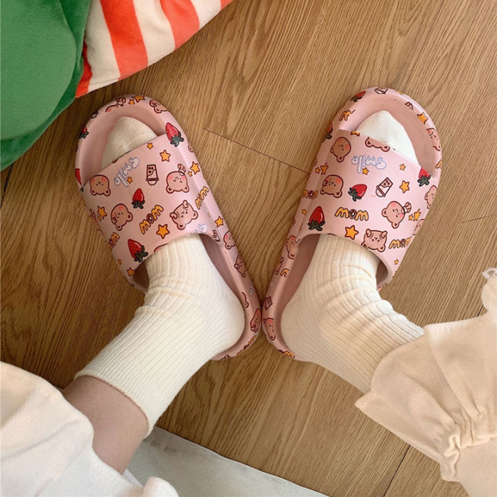 ❤️GTB❤️ Sandal Slop Motif Panda / Sandal Slop Motif lOVE /  Sandal Fashion Wanita / Sandal Lucu &amp; Imut / Slip Sandal Cewek Sandal Import R797