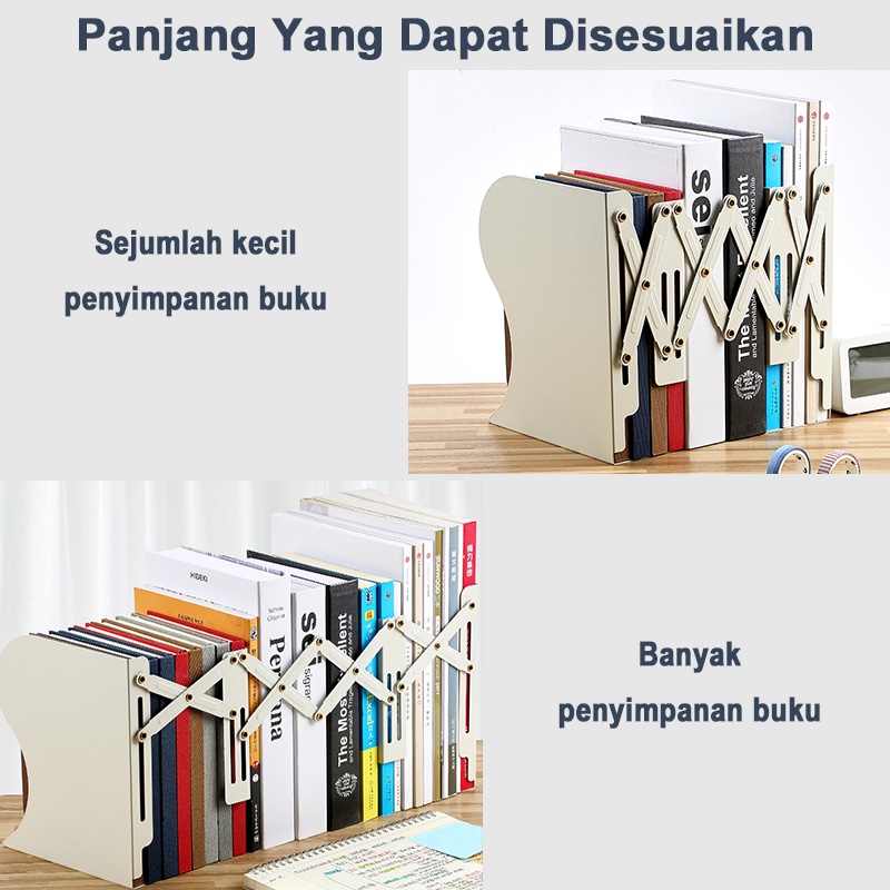 Deli Pembatas Buku Besi Penahan Buku Penyangga Buku Aesthetic Dapat Ditarik 3 Layer Book Stand Retractable Book End