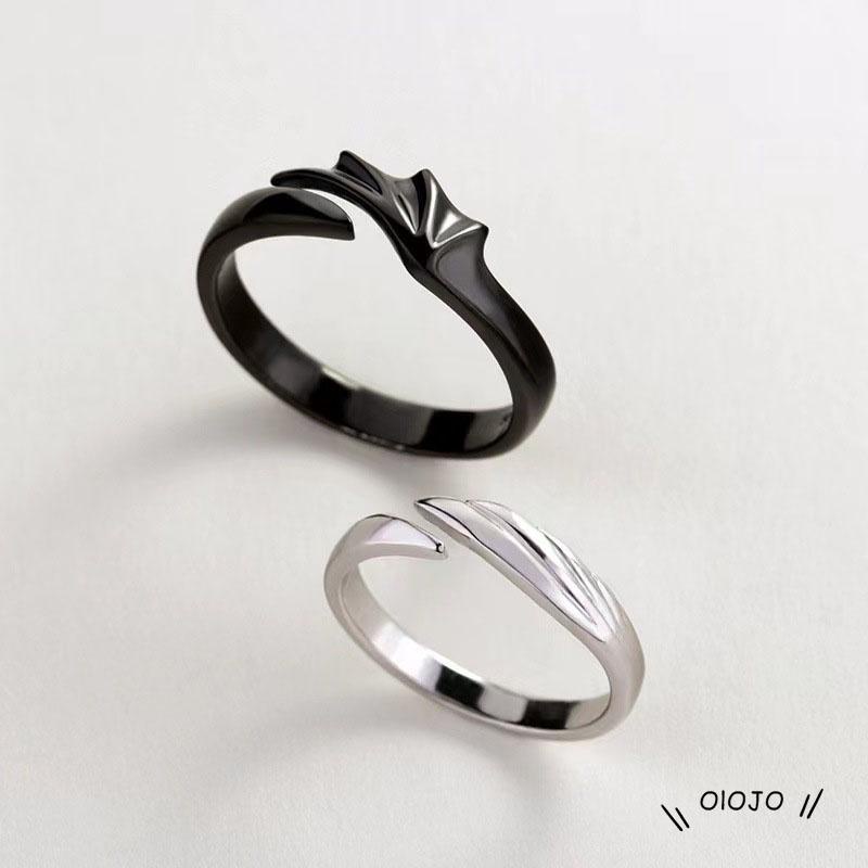 【COD】Cincin Model Terbuka Desain Sayap Malaikat Iblis Untuk Pasangan Aksesoris Fashion