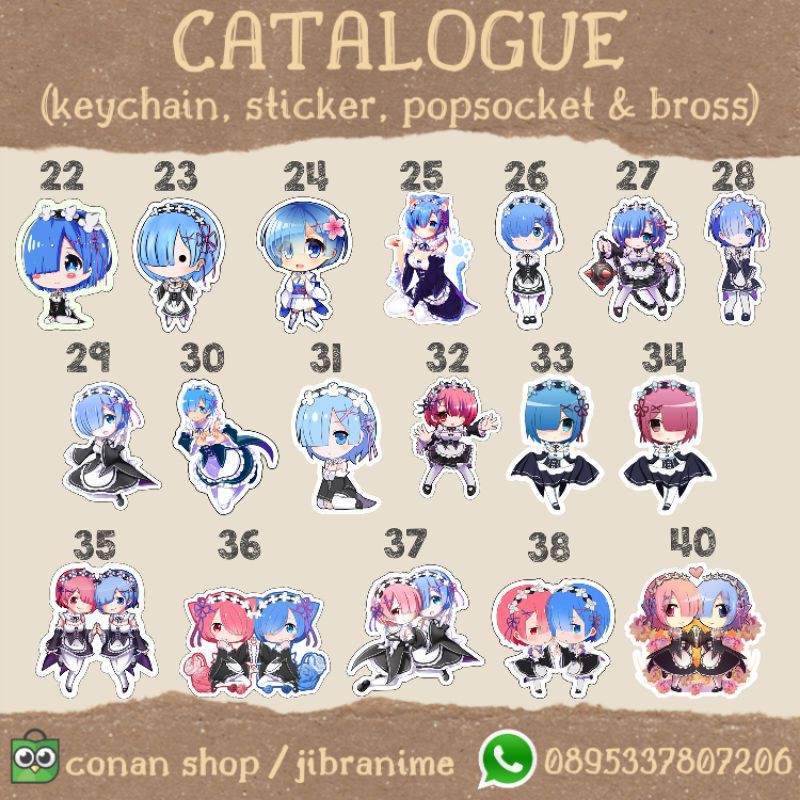keychain gantungan kunci akrilik custom kpop anime rezero re zero rem ram emilia