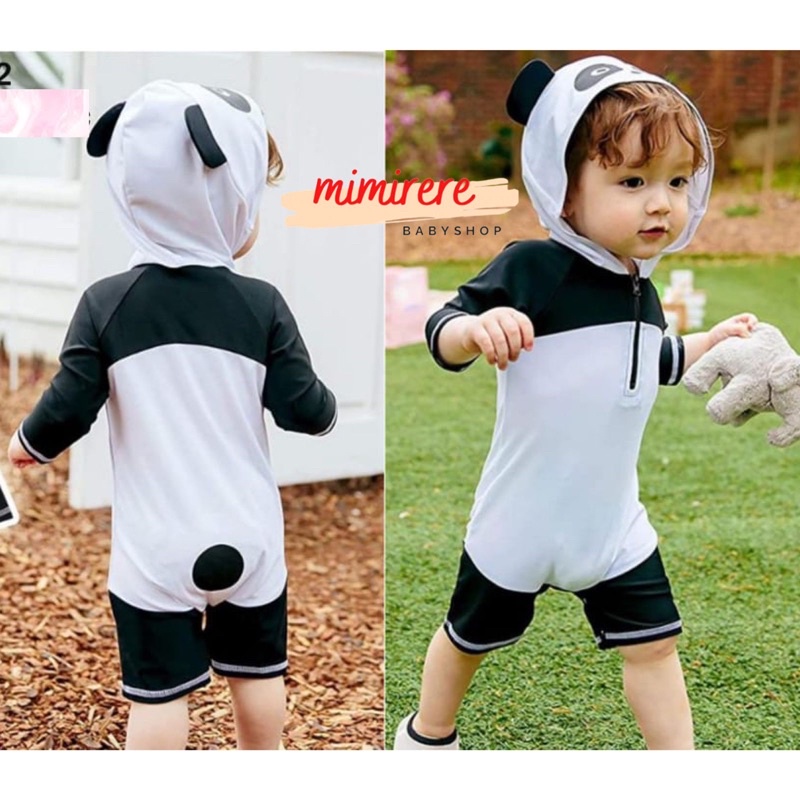 Panda Swimsuit Kids | Baju Renang Terusan Motif Panda hitam Putih