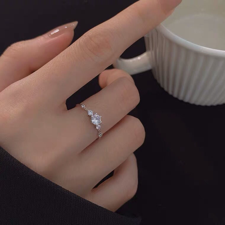 Cincin Jari Telunjuk Model Terbuka Dapat Disesuaikan Hias Berlian Gaya Korea Untuk Hadiah