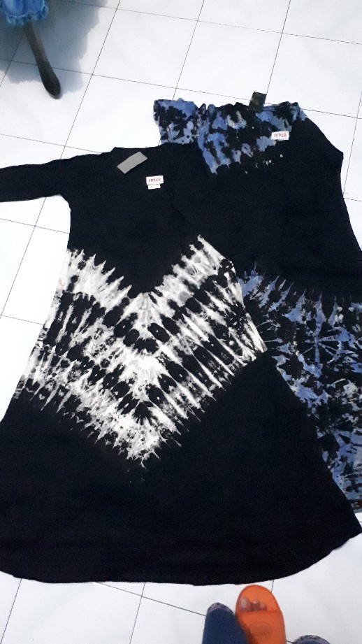 (cod) Gamis Black Tiedie Teratai / Long Dress Batik Busui