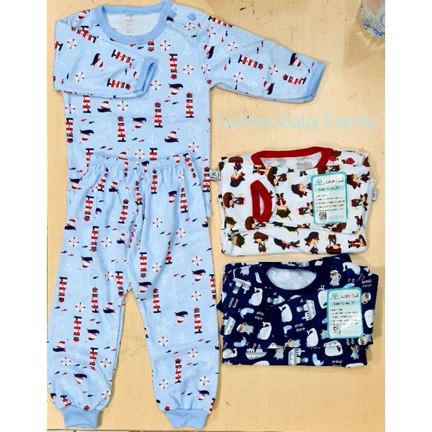 3PCS Setelan Panjang Kancing Bahu Little Owl Size S-XXL