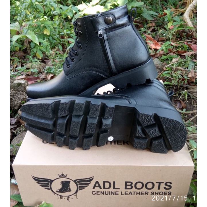 sepatu pdh pdl tni polri security kulit asli mengkilap dan doff merk ADL BOOTS