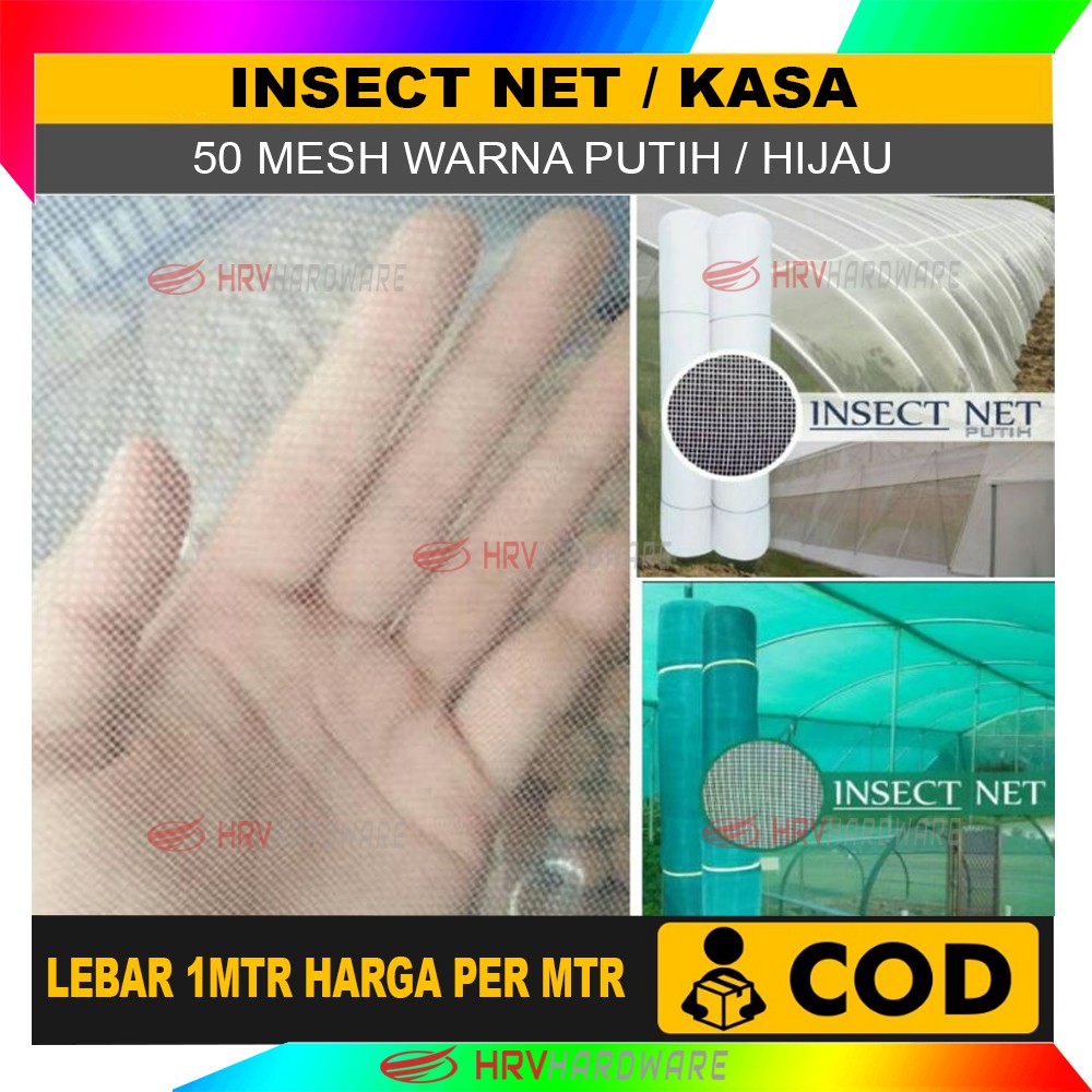 Insect Screen Net SAFETY NET HIJAU dan PUTIH 1 Roll Mesh Kasa Anti Nyamuk dan Hama Serangga Greenhouse