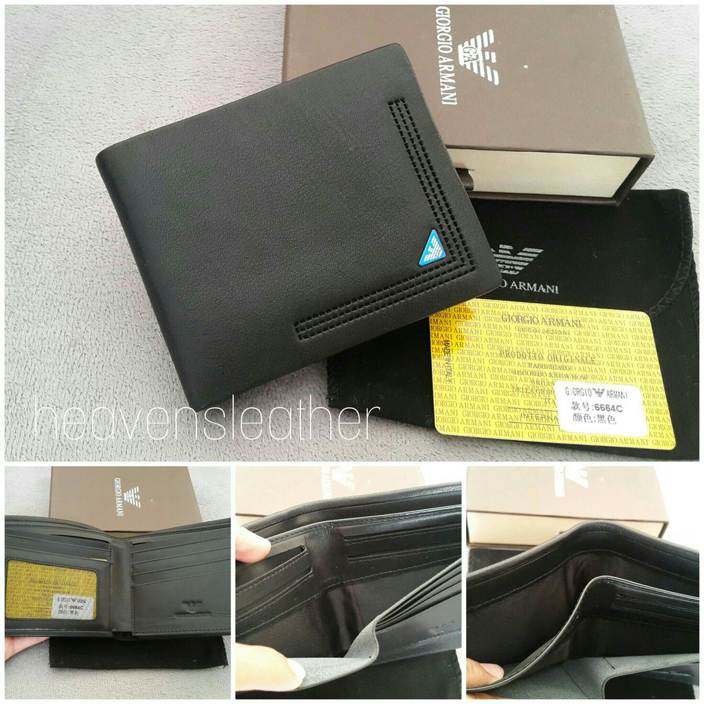 DOMPET KULIT PRIA TIDUR IMPORT GIORGIO ARMANI HITAM KODE 6664C