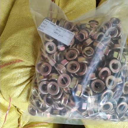flange nut M10 X P 1,25 kunci 14 kuning