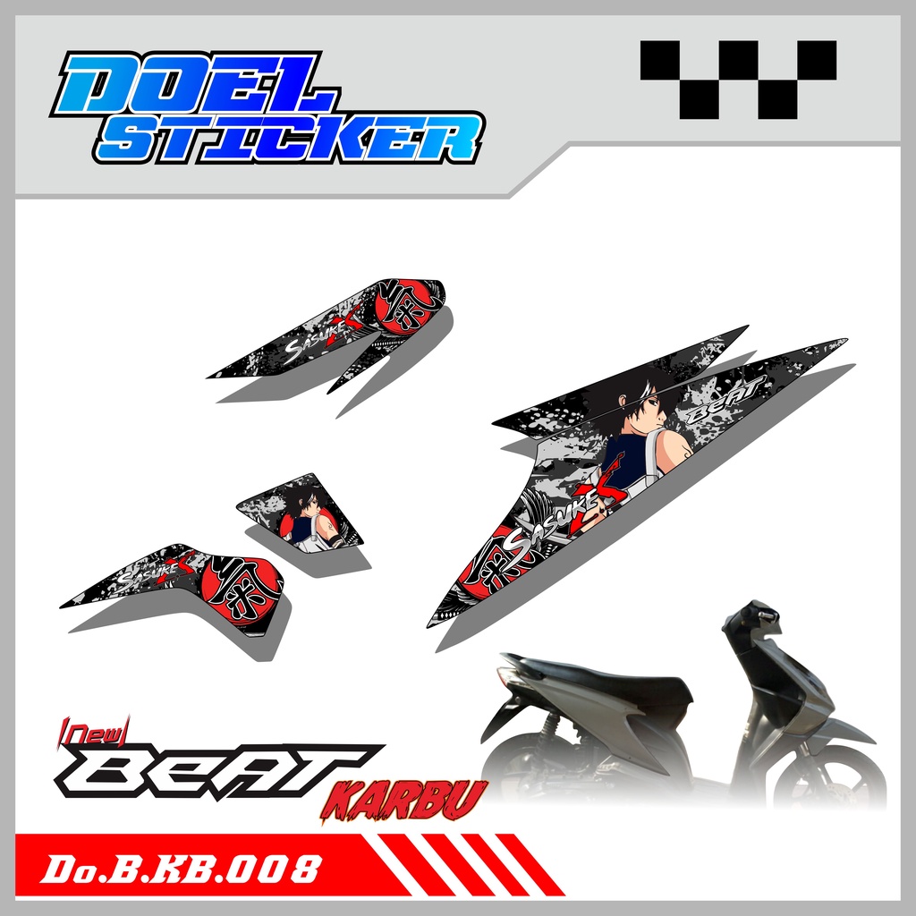 Striping Beat Karbu 2008 2009 2010 2011 2012 Variasi Sticker DESAIN SASUKE 008