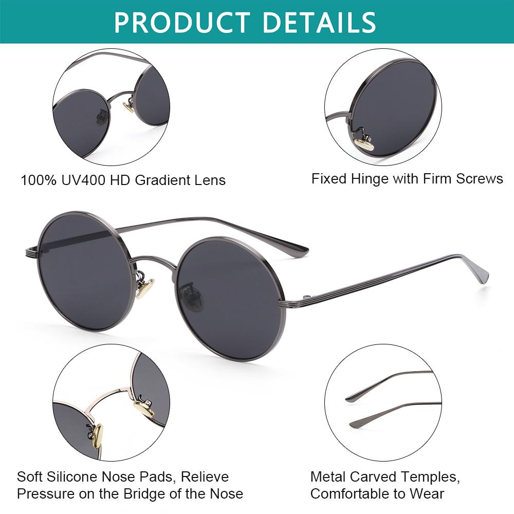 Wonder Vintage Kacamata Hitam Pria Dan Wanita Perlindungan UV Eyewear Round Sunglasses