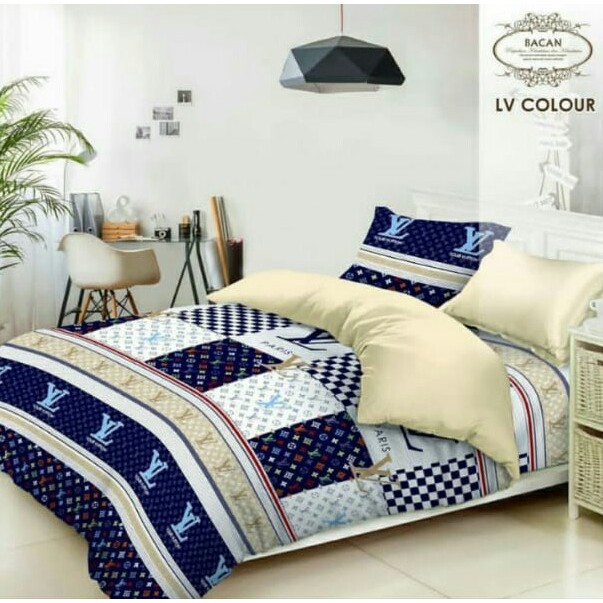 SPREI MOTIF LV BLUE SEPRAI MURAH PRE ORDER