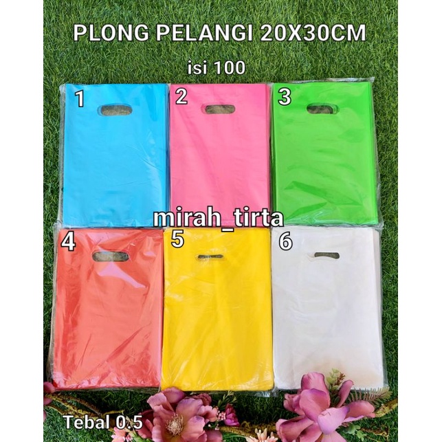 PELANGI ISI 100 PCS 20X30 Kantong Hd plong polos . kantong plong olshop online shop . kantong plasti