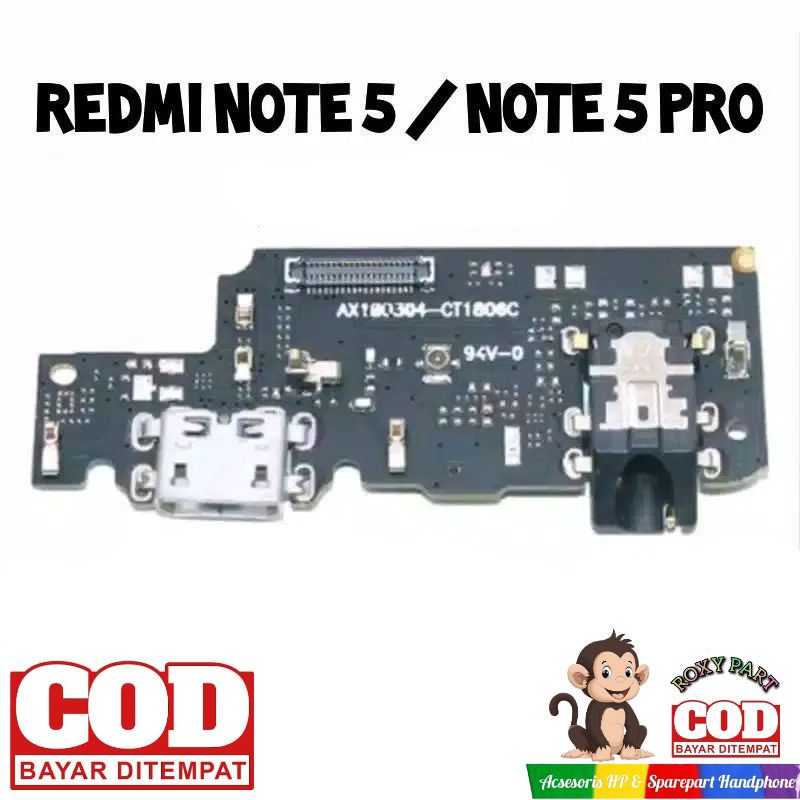 BOARD PAPAN CAS KONEKTOR CONEKTOR CHARGER HP XIAOMI REDMI NOTE 5 / NOTE 5 PRO PLUG IN MIC ORIGINAL