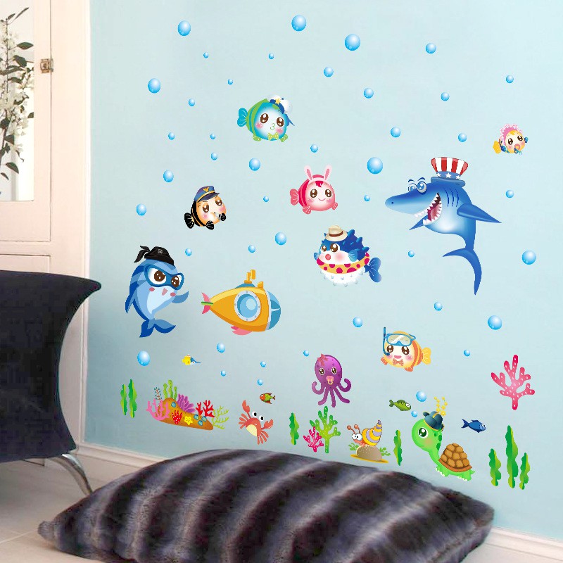 RELIZA Wall Sticker | Stiker Dinding IKAN FISH LAUT KAMAR MANDI TOILET SK7070