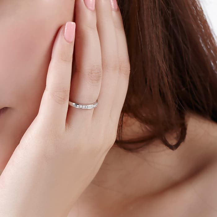 Cincin Tunangan Emas Putih Berlian Eropa Asli Natural Diamond Kawin Nikah Pria Wanita Wedding XS41