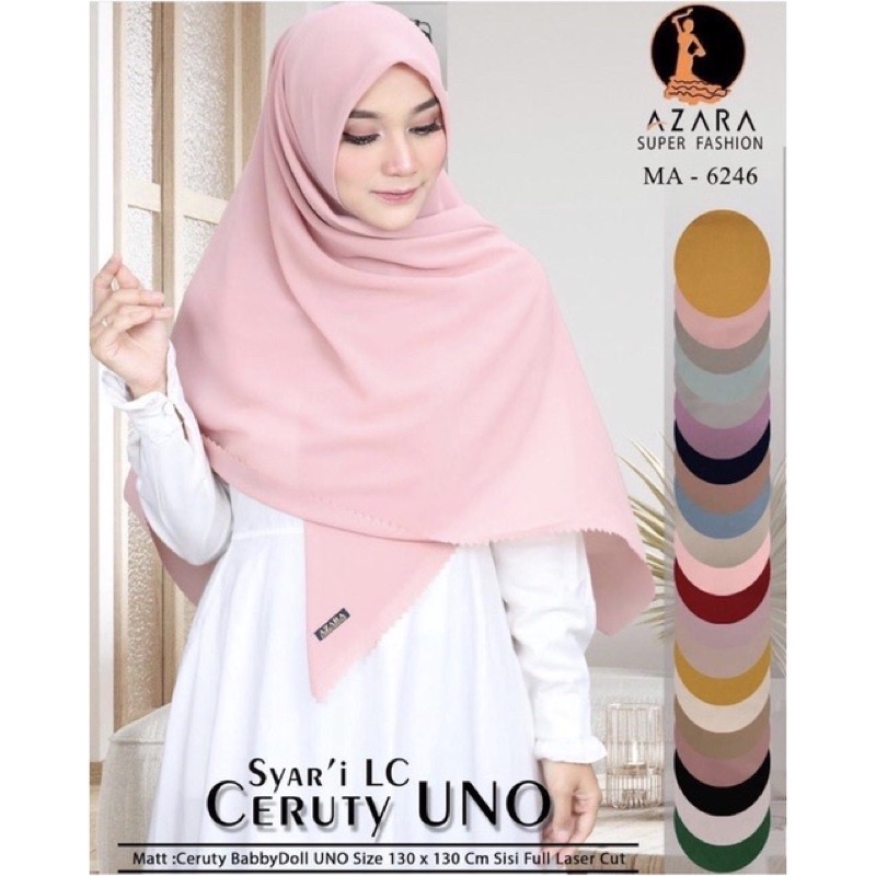 Hijab Segiempat Jumbo Lasercut Ceruty syari LC By azara