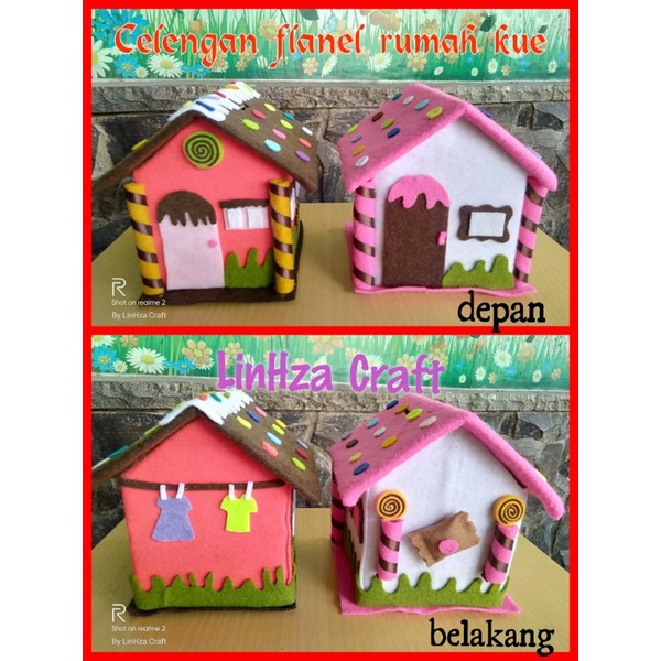 Celengan rumah flanel motif kue